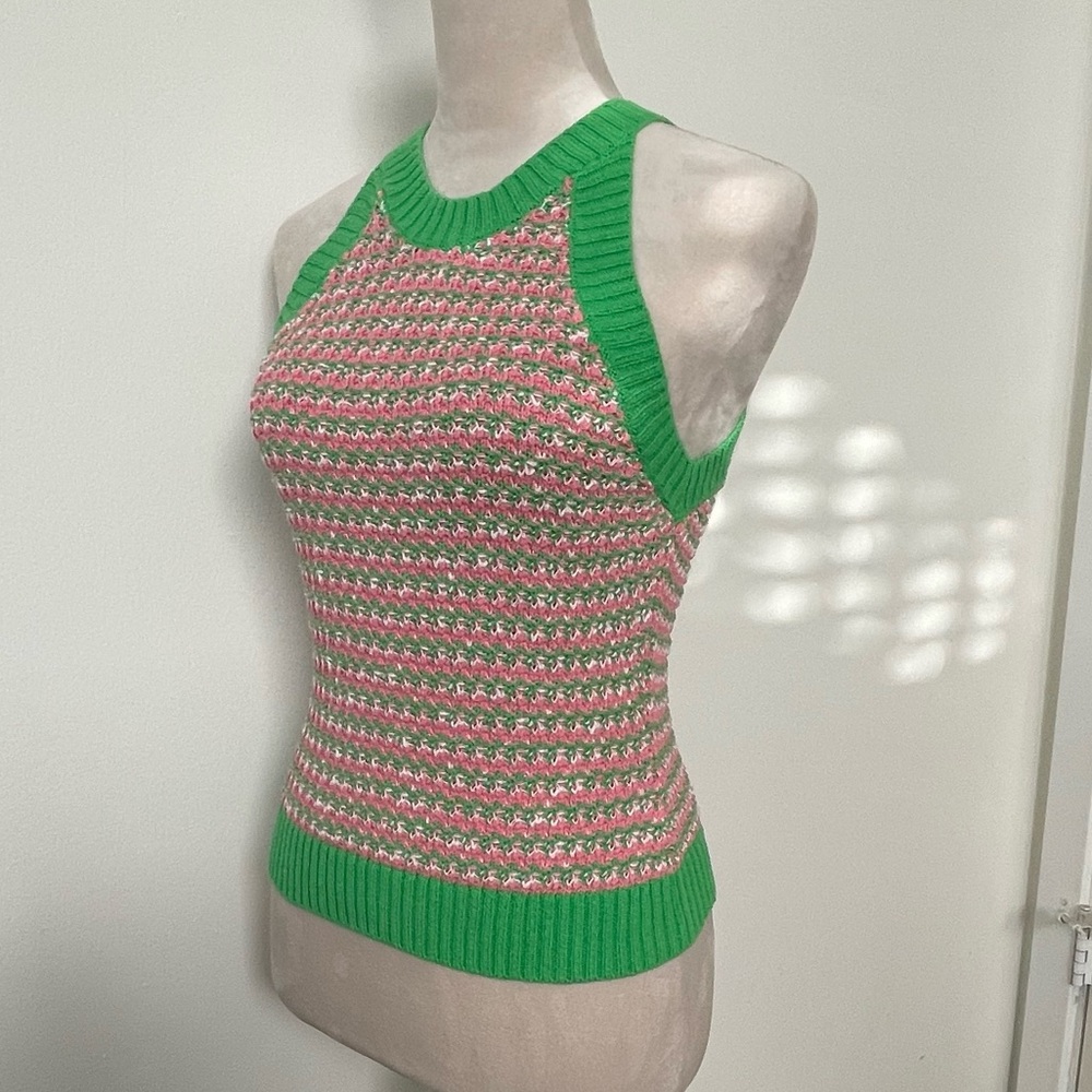 Trina Turk Green and Pink Knit Tank Top - Picture 5 of 7